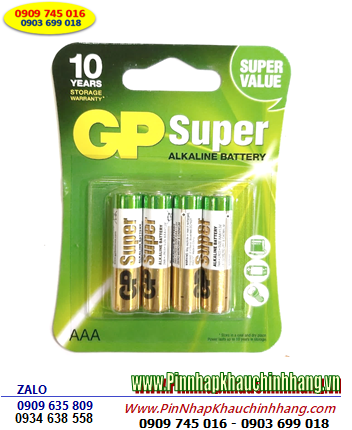 GP High Voltage 24AU _Pin đũa AAA 1.5v GP High Voltage Alkaline 24AU chính hãng (Loại vỉ 4viên)